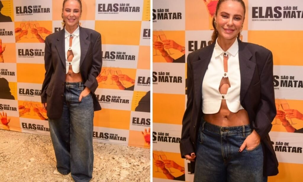 Paolla Oliveira exibe abdômen sarado em look recortado Paolla Oliveira