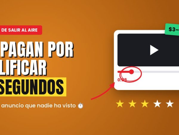 Reproductor de video con un anuncio marcado en el segundo 3 y calificación con estrellas