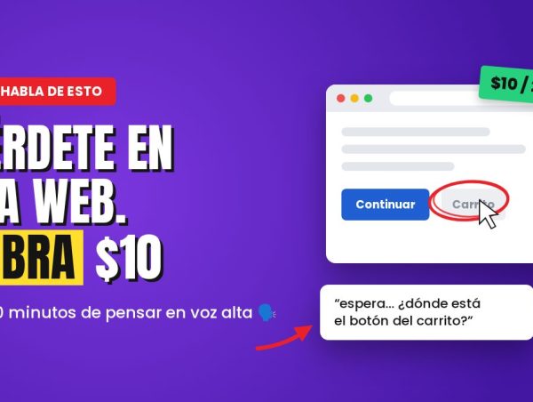 Navegador con un botón de carrito marcado y la frase “¿dónde está el botón del carrito?”